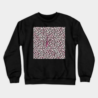 Letter K Monogram & Pink Leopard Print Crewneck Sweatshirt